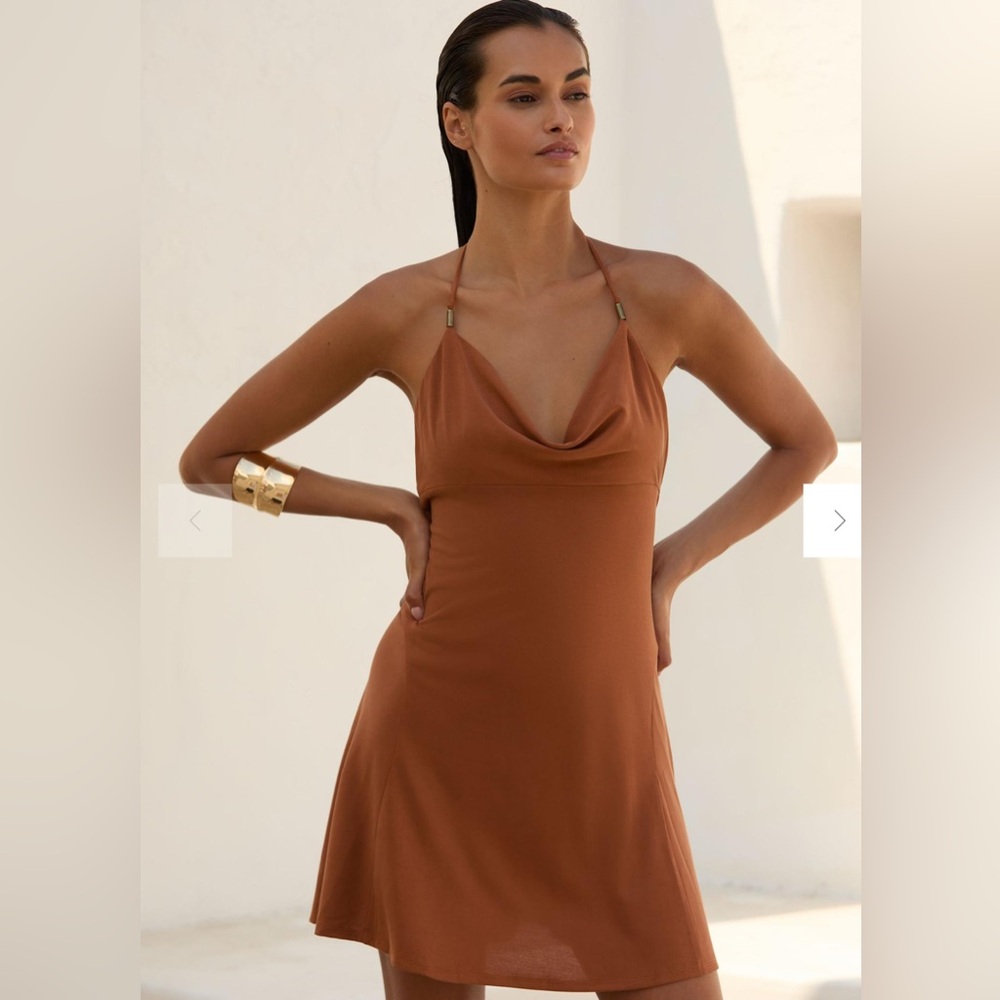 Cowl neck mini dress